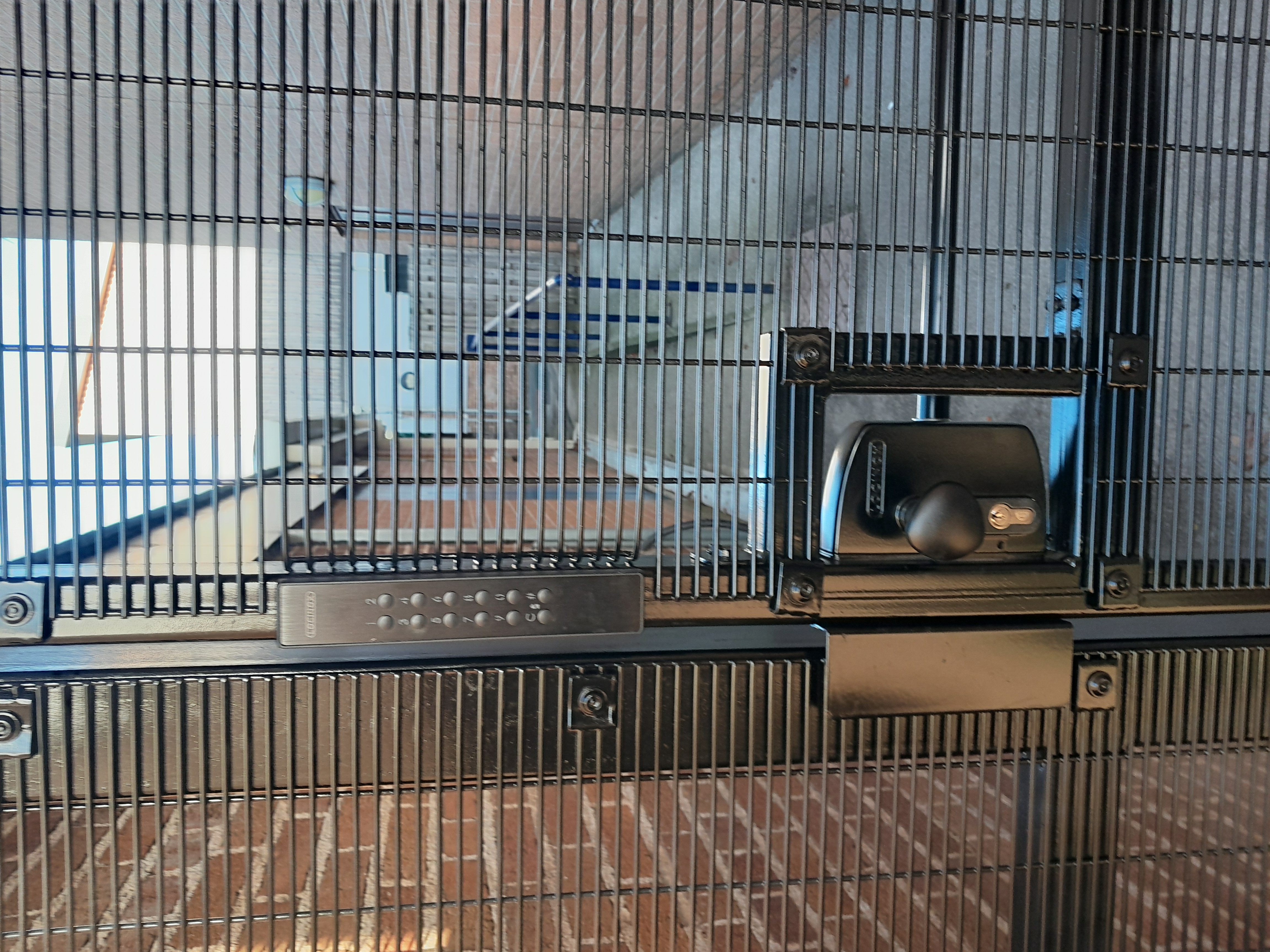 Off-grid access gate keypad and lock detail